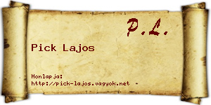 Pick Lajos névjegykártya